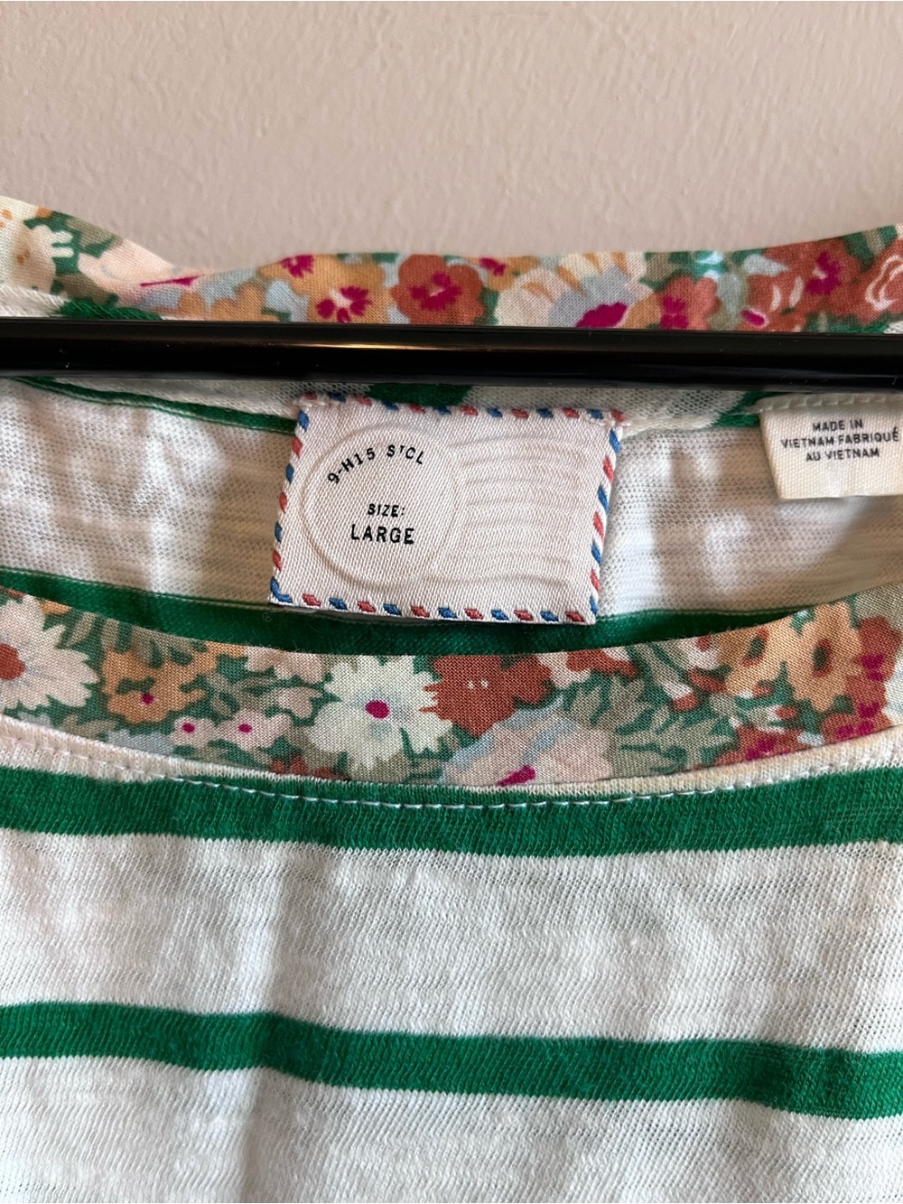 Anthropologie Green & White Striped Scoop Neck Top - Picture 5 of 6